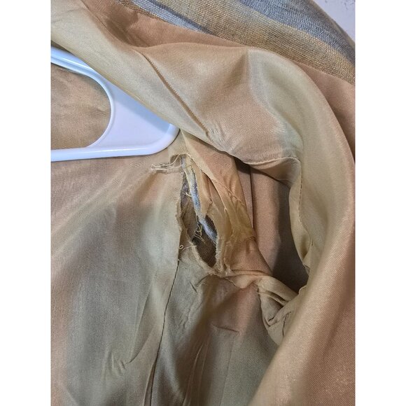 Emporio Armani Womens Striped Button-Down Jacket Beige/Gray Linen Blend - Picture 8 of 9